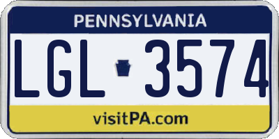 PA license plate LGL3574