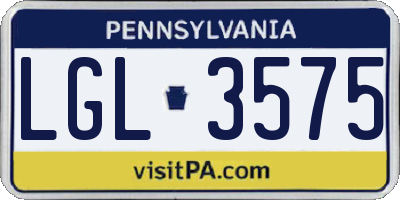PA license plate LGL3575