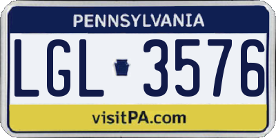 PA license plate LGL3576