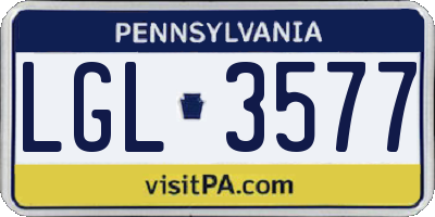 PA license plate LGL3577