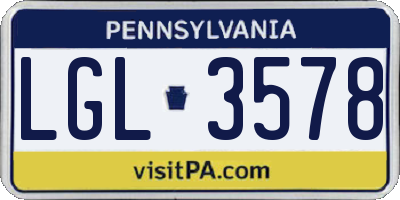 PA license plate LGL3578