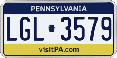PA license plate LGL3579