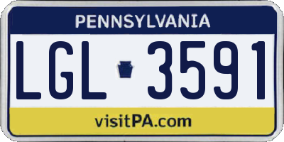 PA license plate LGL3591