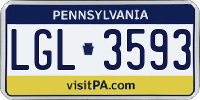 PA license plate LGL3593