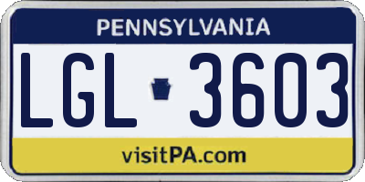 PA license plate LGL3603