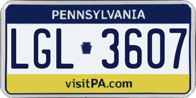 PA license plate LGL3607