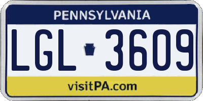 PA license plate LGL3609