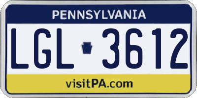 PA license plate LGL3612