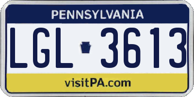PA license plate LGL3613