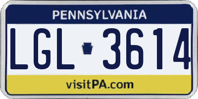 PA license plate LGL3614