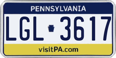 PA license plate LGL3617