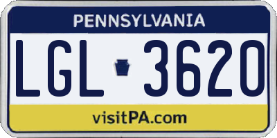 PA license plate LGL3620