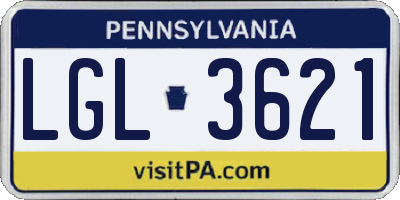 PA license plate LGL3621