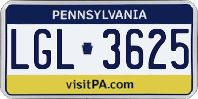 PA license plate LGL3625