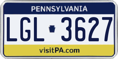 PA license plate LGL3627
