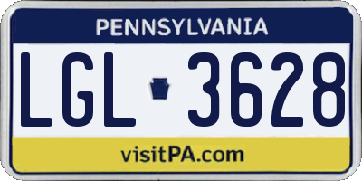 PA license plate LGL3628
