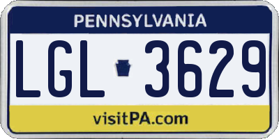 PA license plate LGL3629
