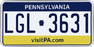 PA license plate LGL3631