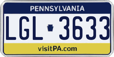 PA license plate LGL3633