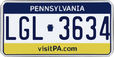PA license plate LGL3634