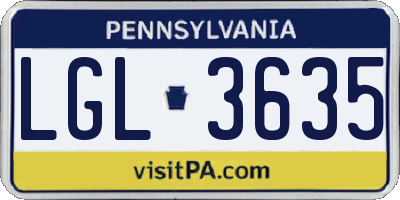 PA license plate LGL3635