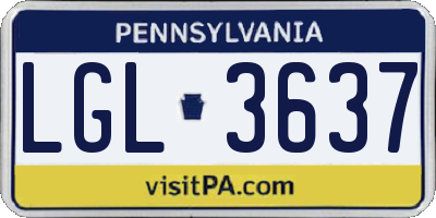 PA license plate LGL3637