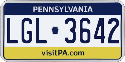 PA license plate LGL3642