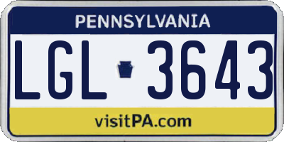 PA license plate LGL3643
