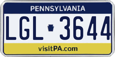 PA license plate LGL3644