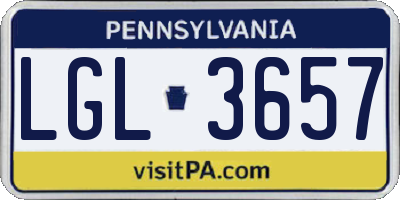 PA license plate LGL3657
