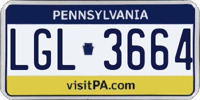 PA license plate LGL3664
