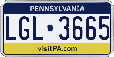 PA license plate LGL3665