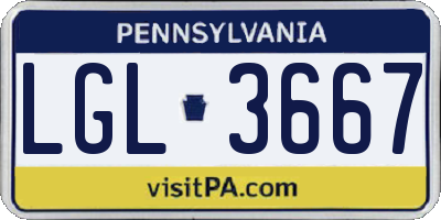 PA license plate LGL3667