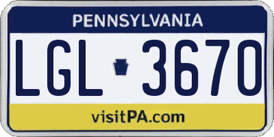 PA license plate LGL3670