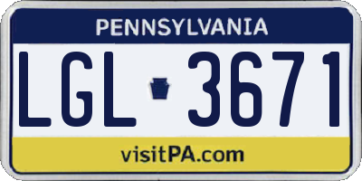 PA license plate LGL3671