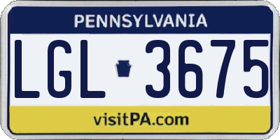 PA license plate LGL3675