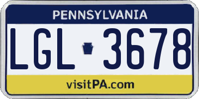 PA license plate LGL3678