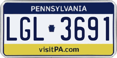 PA license plate LGL3691