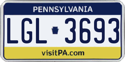PA license plate LGL3693