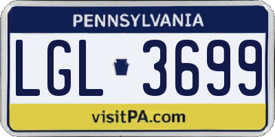 PA license plate LGL3699