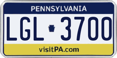 PA license plate LGL3700