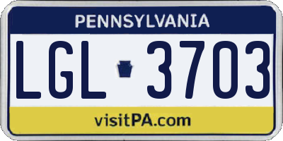 PA license plate LGL3703
