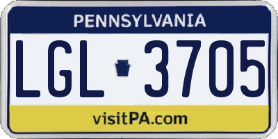 PA license plate LGL3705