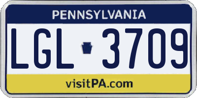 PA license plate LGL3709