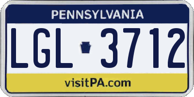PA license plate LGL3712