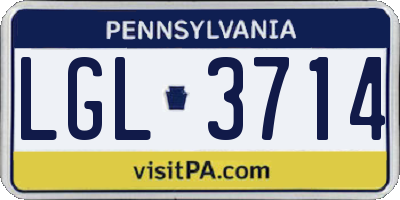 PA license plate LGL3714