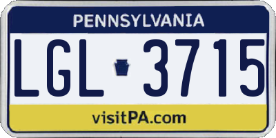 PA license plate LGL3715