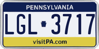 PA license plate LGL3717