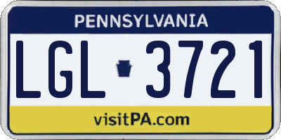 PA license plate LGL3721