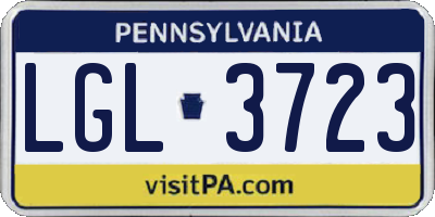 PA license plate LGL3723